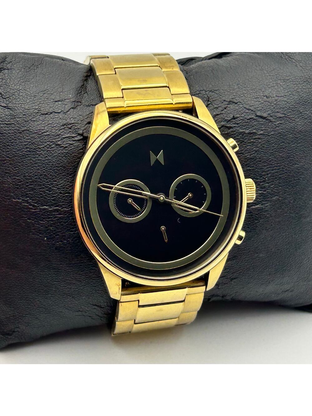MVMT Powerlane Watch Gold-tone St. Steel Sleek Black Chronograph Dial